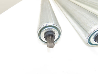 1.9" Grooved O-Ring Conveyor Roller 33"BF Galvanized Steel 7/16"Hex  Lot of 8