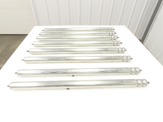 1.9" Grooved O-Ring Conveyor Roller 33"BF Galvanized Steel 7/16"Hex  Lot of 8