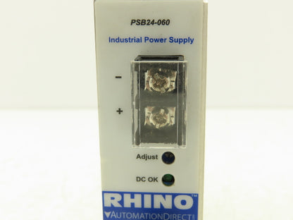 Rhino PSB24060 Power Supply 24VDC 2.5A Output 100-240VAC 1Ph 1.5A Input Lot of 4