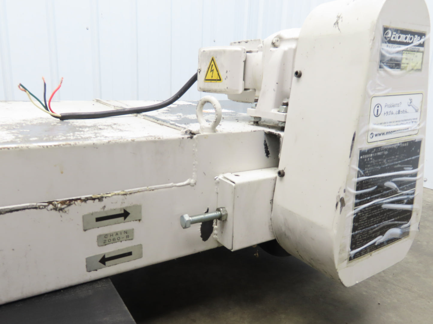 Enomoto BEA MA-500H Flat Chip Conveyor 20" Belt 40" Infeed 220V 3PH 9' 2"OAL