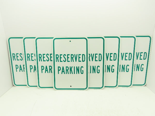 Uline H-1659-SIGN Reserved Parking Sign Green 12 x 18" Aluminum Lot of 8