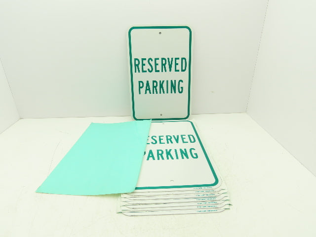 Uline H-1659-SIGN Reserved Parking Sign Green 12 x 18" Aluminum Lot of 8