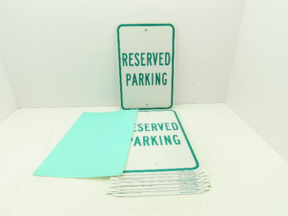 Uline H-1659-SIGN Reserved Parking Sign Green 12 x 18" Aluminum Lot of 8