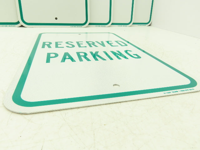Uline H-1659-SIGN Reserved Parking Sign Green 12 x 18" Aluminum Lot of 8