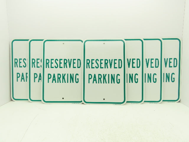 Uline H-1659-SIGN Reserved Parking Sign Green 12 x 18" Aluminum Lot of 8