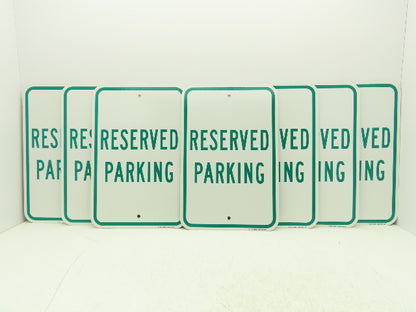 Uline H-1659-SIGN Reserved Parking Sign Green 12 x 18" Aluminum Lot of 8