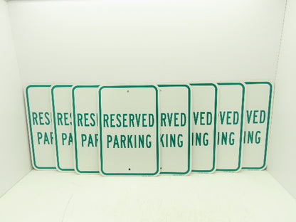 Uline H-1659-SIGN Reserved Parking Sign Green 12 x 18" Aluminum Lot of 8