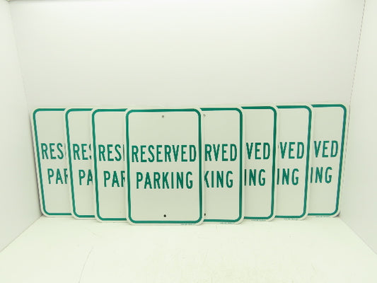 Uline H-1659-SIGN Reserved Parking Sign Green 12 x 18" Aluminum Lot of 8
