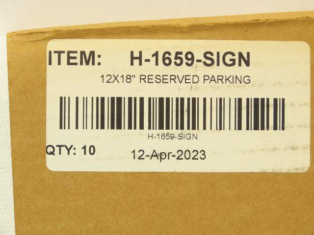 Uline H-1659-SIGN Reserved Parking Sign Green 12 x 18" Aluminum Lot of 10
