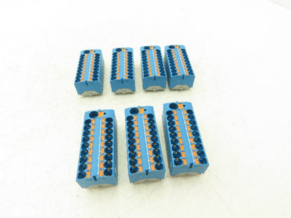 Phoenix Contact PTFIX-NS15/35 Terminal Block Blue 10 Wire 10mm² to 4mm² Lot of 7