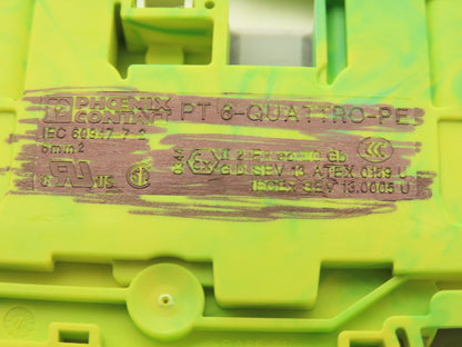 Phoenix Contact PT 6-QUATTRO-PE Terminal Block 4 Wire Ground 6mm² Lot of 14