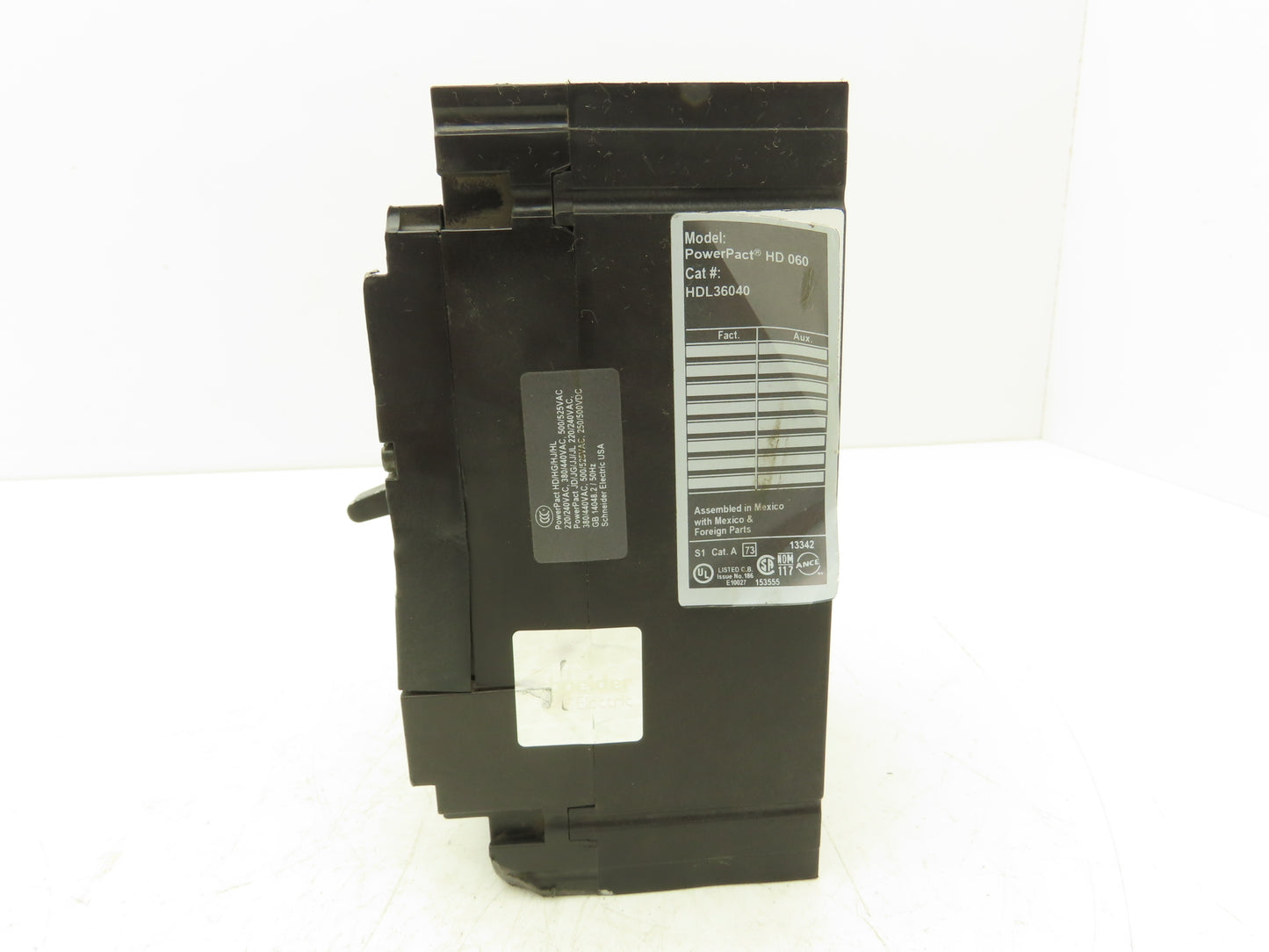 Square D HDL36040 PowerPact Circuit Breaker 40 Amp 3 Pole HD 060 Panel Mount