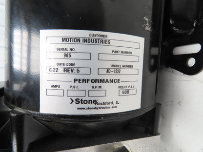 SPX Stone Hydraulics AD-1322 Hydraulic Power Unit 2.5GPM 4600PSI 230/460V 3PH