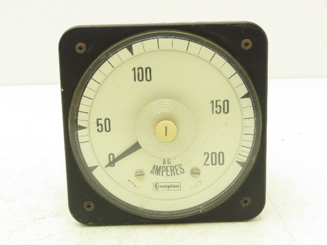 Crompton Instruments 08AA LSRL Ammeter 0-200A Panel Meter AC Amperes 4" Type 77