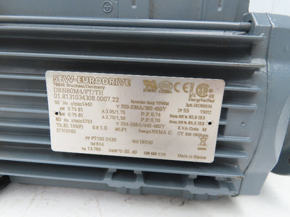 Sew Eurodrive DRN80M4/FT/TH AC Motor .75kW 1750rpm 200-230/380-400V 3ph 80M TEFC