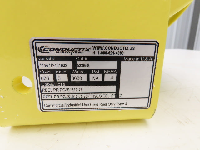 Conductix Retractable Power Cable Reel 12 Conductor 16 Gauge 75' Igus Wire