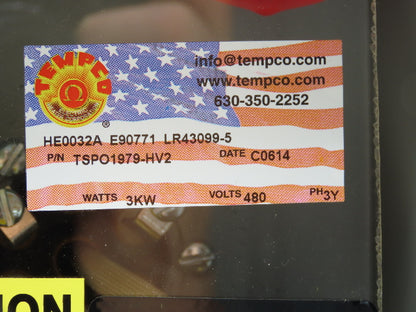 Tempco TSP01979 Screw Plug Immersion Heater Unit 2" NPT 3 kW 480V AC 3 ph Y