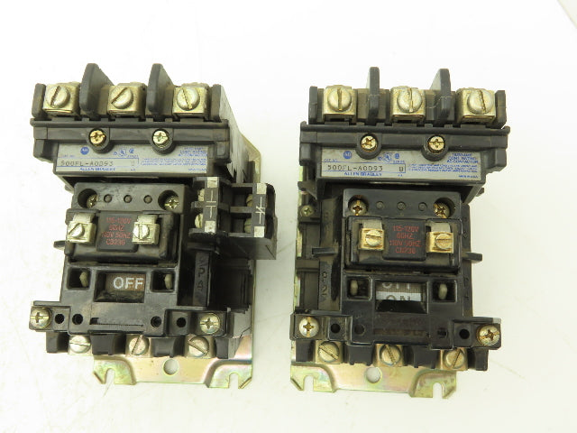 Allen Bradley 500FL-AOD93 Motor Starter Lighting Contactor 600V 3Ph 20A Lot of 5