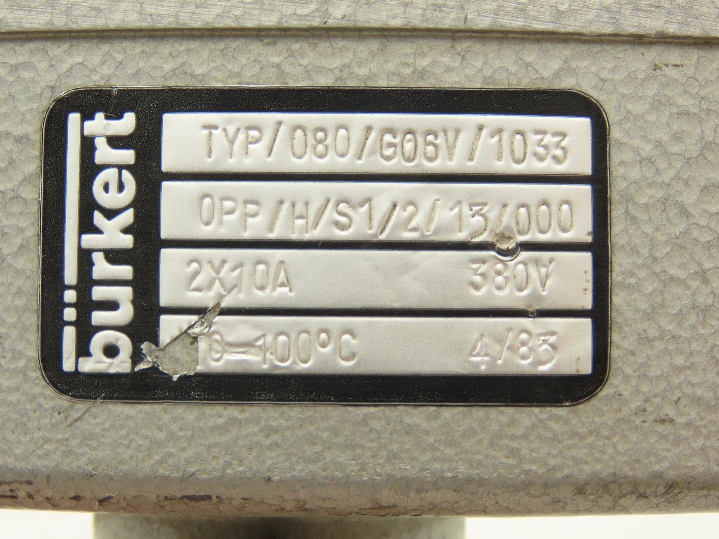 Burkert TYP/080/G06V/1033 Thermocouple 4" Temperature Probe Sensor 380V 10-100°C