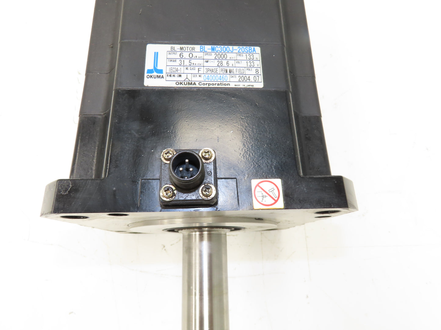 Okuma BL-MC300J-20SBA AC Servo Motor 6kW 2000 RPM 133V 28.6A 3PH With Encoder