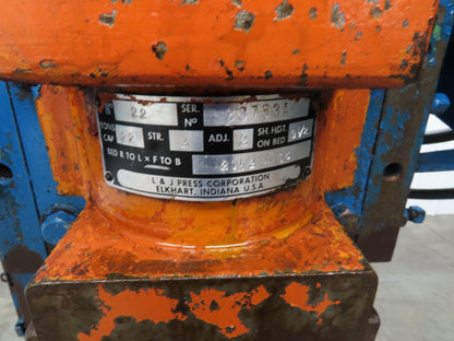 L&J No 22 Mechanical OBI Punch Press 22 Ton 3" Stroke 2Hp 3Ph Air Clutch Brake