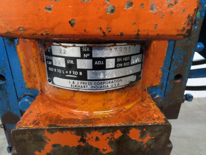 L&J No 22 Mechanical OBI Punch Press 22 Ton 3" Stroke 2Hp 3Ph Air Clutch Brake