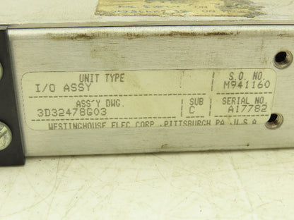 Westinghouse Electric 3D32478G03 Unimate PLC I/O Assembly 17-32 Rack Mount