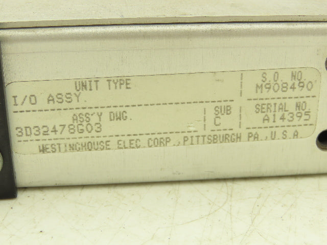 Westinghouse Electric 3D32478G03 Unimate PLC I/O Assembly 1-16 Rack Mount