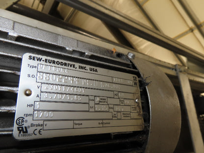 Transnorm TS1500/140 90° LH Curve 42" Belt Conveyor 200FPM Belt Drive 460V 3PH