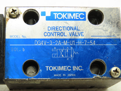 Tokimec DG4V-3-2A-M-U1-H-7-54 Directional Control Double Solenoid Valve 3/2 24V