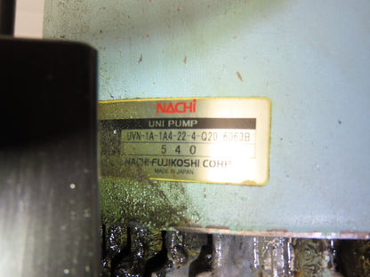 Okuma Hydraulic Power Unit 5gal Tank 8gpm 1100psi Nachi Uni Pump 3Hp 220V