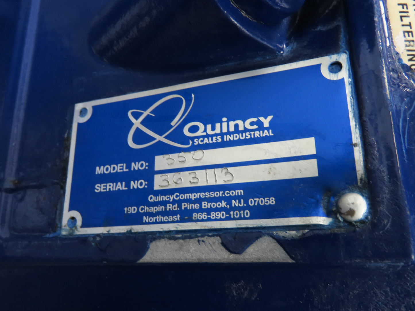 Quincy 350 Piston Air Compressor Pump 36CFM 175PSI 10Hp 230/460V 120G Tank