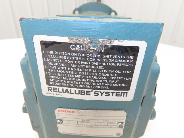 Dodge C150T20N140 Worm Gearbox 20:1 Reducer 1.5Hp 87.5rpm Hollow Shaft 143TC