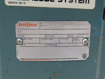 Dodge C150T20N140 Worm Gearbox 20:1 Reducer 1.5Hp 87.5rpm Hollow Shaft 143TC
