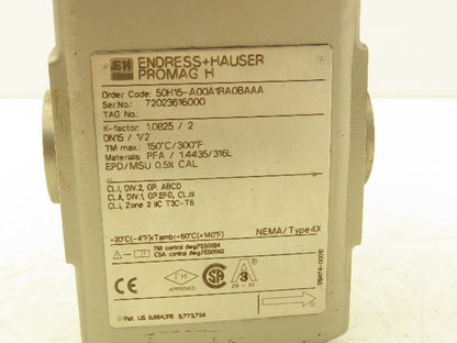 Endress+Hauser 50H15-A00A1RA0BAAA Promag 50 1/2" Flow Tube Meter Transmitter