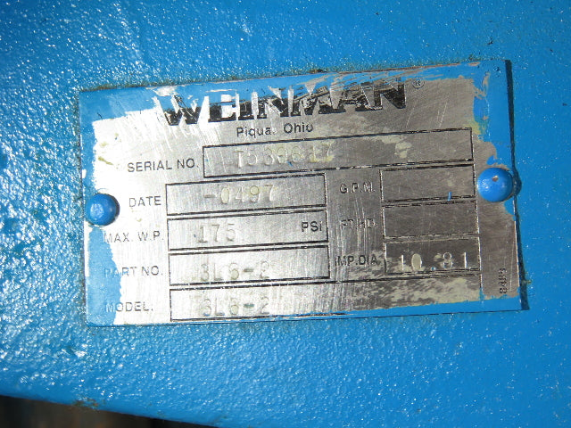 Crane Weinman 3L6-2 Split Case Centrifugal Pump 4x3" Flanged 10.8" Impeller