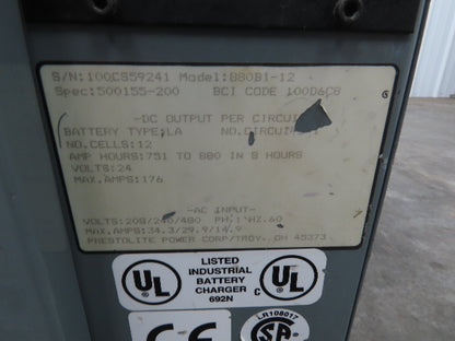 Hobart 250CII Accu-Charger Forklift Battery 24V 880Ah 176A 208/240/480V 1Ph