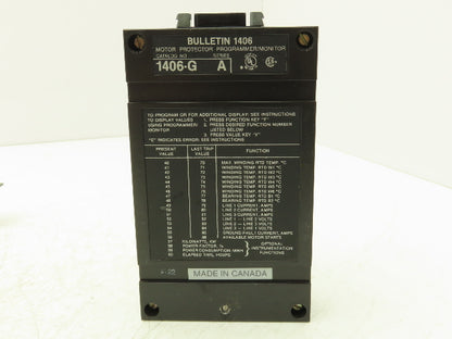Allen Bradley 1406-G Motor Protector Programmer Monitor Series A With Bracket