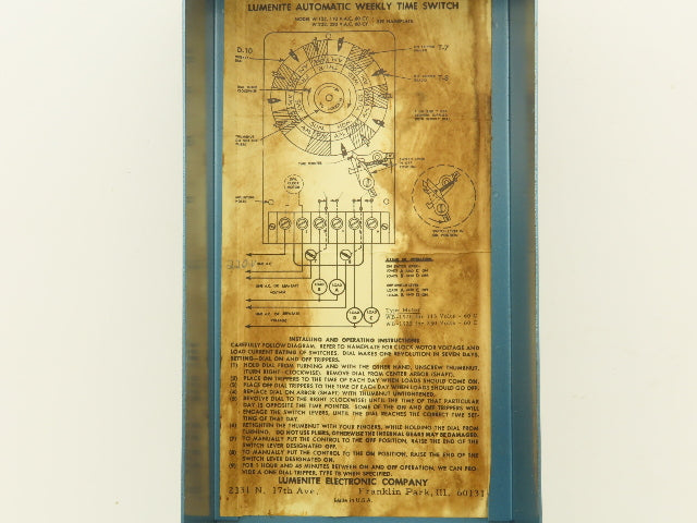 Lumenite Electronic W-222N Automatic Time Control 7 Day 220V 60Hz 15 Amp Vintage