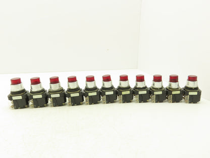 Allen Bradley 800T-PT16 Red Illuminated Pilot light  30mm 120VAC Lot of 11
