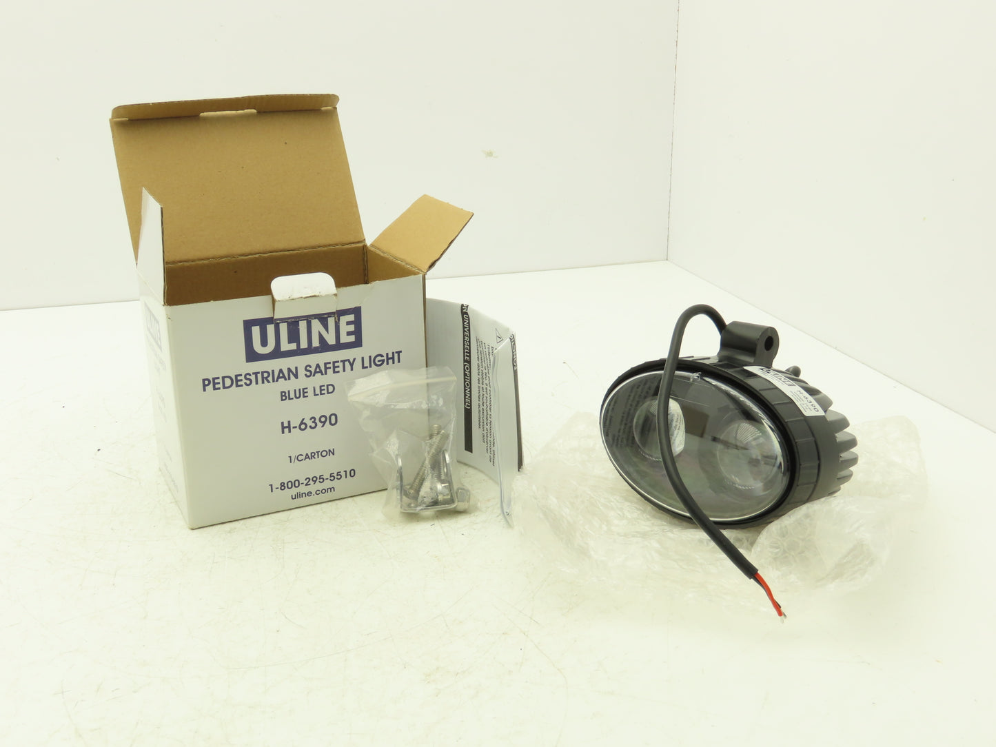 ULINE H-6390 Spotlight Blue Forklift Pedestrian Safety Spot Light W Bracket