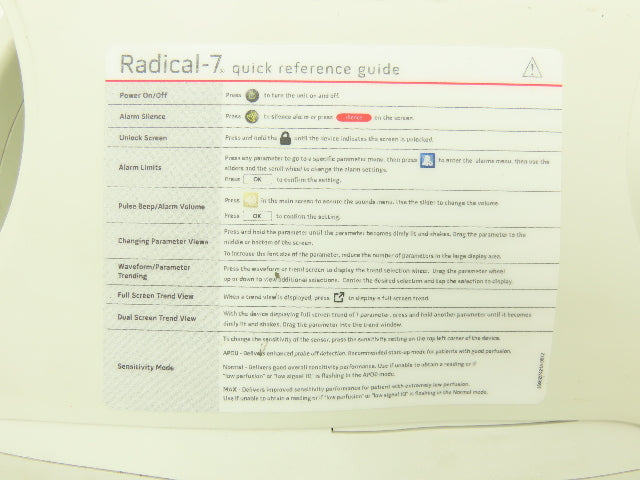 Masimo Radical 7 Rainbow Pulse CO-Oximeter with Finger Probe and Power Cord 120V