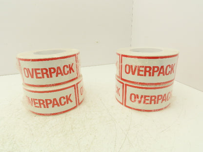 Uline S-10798 "Overpack" Air Label 500/Roll 2 1/2 x 6" High Gloss Lot of 4 Rolls