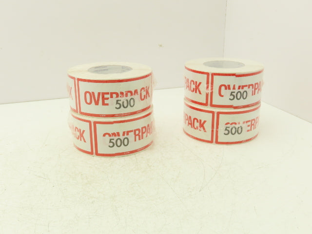 Uline S-10798 "Overpack" Air Label 500/Roll 2 1/2 x 6" High Gloss Lot of 4 Rolls