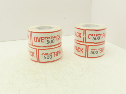 Uline S-10798 "Overpack" Air Label 500/Roll 2 1/2 x 6" High Gloss Lot of 4 Rolls