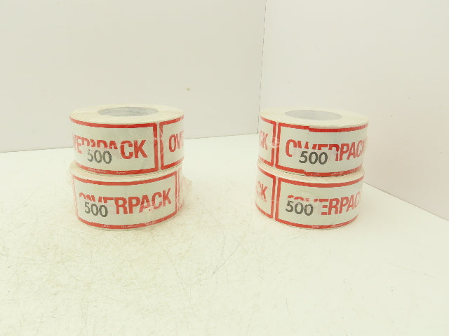 Uline S-10798 "Overpack" Air Label 500/Roll 2 1/2 x 6" High Gloss Lot of 4 Rolls