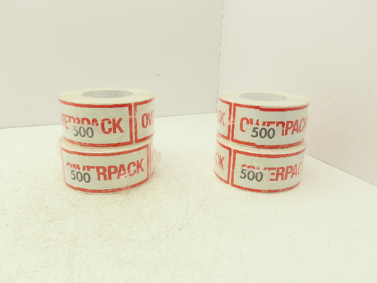 Uline S-10798 "Overpack" Air Label 500/Roll 2 1/2 x 6" High Gloss Lot of 4 Rolls