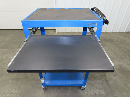 Uline H-4607 Mobile Workstation Computer Cart w/Power Strip 26x20"x 29-42"H Blue