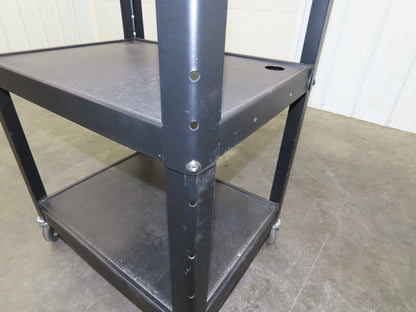 Uline H4607 Mobile Workstation Computer Cart w/Power Strip 26x20"x 29-42"H Black