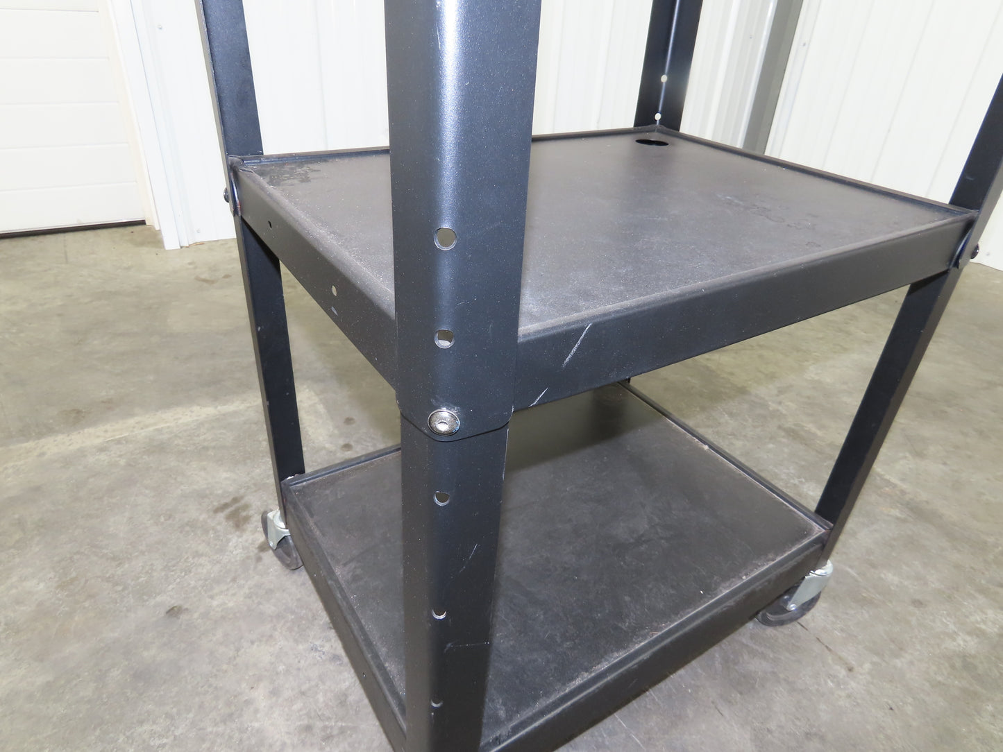 Uline H4607 Mobile Workstation Computer Cart w/Power Strip 26x20"x 29-42"H Black